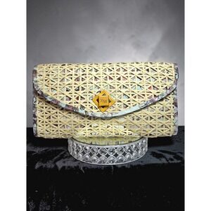 Ted Baker Woven Straw Look Clutch Natural Multicolor Oversized‎ Resort Hand Bag